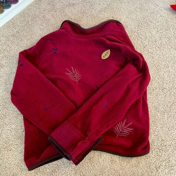 Talbots Embroidered Red Fall Leaves Button Down Coat - Picture 2 of 3